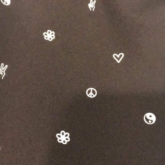 Chrldr Black Full Length Leggings with White Mini Symbols - Size L - Picture 2 of 5